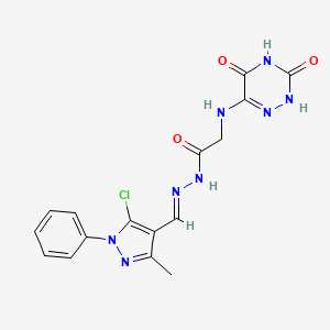 molecular formula C16H15ClN8O3 B7738204 N'-[(E)-(5-CHLORO-3-METHYL-1-PHENYL-1H-PYRAZOL-4-YL)METHYLIDENE]-2-[(3,5-DIOXO-2,3,4,5-TETRAHYDRO-1,2,4-TRIAZIN-6-YL)AMINO]ACETOHYDRAZIDE 