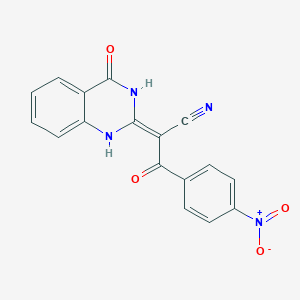molecular formula C17H10N4O4 B7739083 (2E)-3-(4-nitrophenyl)-3-oxo-2-(4-oxo-1H-quinazolin-2-ylidene)propanenitrile 