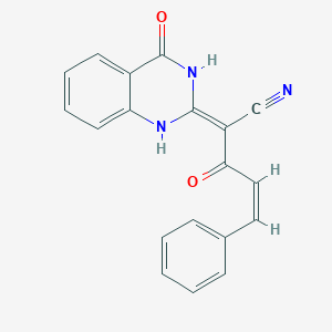 molecular formula C19H13N3O2 B7739114 (Z,2E)-3-oxo-2-(4-oxo-1H-quinazolin-2-ylidene)-5-phenylpent-4-enenitrile 