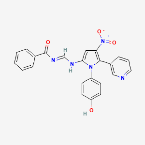 molecular formula C23H17N5O4 B7739546 N-[[[1-(4-hydroxyphenyl)-4-nitro-5-pyridin-3-ylpyrrol-2-yl]amino]methylidene]benzamide 