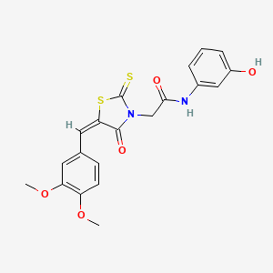 molecular formula C20H18N2O5S2 B7739775 2-[(5E)-5-[(3,4-dimethoxyphenyl)methylidene]-4-oxo-2-sulfanylidene-1,3-thiazolidin-3-yl]-N-(3-hydroxyphenyl)acetamide 