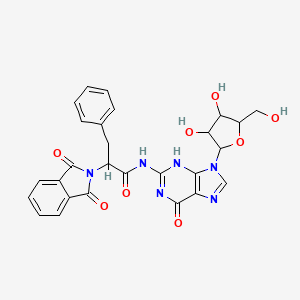molecular formula C27H24N6O8 B7739784 N-[9-[3,4-dihydroxy-5-(hydroxymethyl)oxolan-2-yl]-6-oxo-3H-purin-2-yl]-2-(1,3-dioxoisoindol-2-yl)-3-phenylpropanamide 
