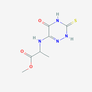 molecular formula C7H10N4O3S B7740333 methyl 2-[(5-oxo-3-sulfanylidene-2,3,4,5-tetrahydro-1,2,4-triazin-6-yl)amino]propanoate 