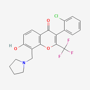 molecular formula C21H17ClF3NO3 B7740596 3-(2-Chlorophenyl)-7-hydroxy-8-(pyrrolidin-1-ylmethyl)-2-(trifluoromethyl)chromen-4-one 