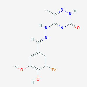 molecular formula C12H12BrN5O3 B7740607 5-[(2E)-2-[(3-BROMO-4-HYDROXY-5-METHOXYPHENYL)METHYLIDENE]HYDRAZIN-1-YL]-6-METHYL-2,3-DIHYDRO-1,2,4-TRIAZIN-3-ONE 