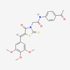 molecular formula C23H22N2O6S2 B7741198 N-(4-acetylphenyl)-2-[(5Z)-4-oxo-2-sulfanylidene-5-[(3,4,5-trimethoxyphenyl)methylidene]-1,3-thiazolidin-3-yl]acetamide 
