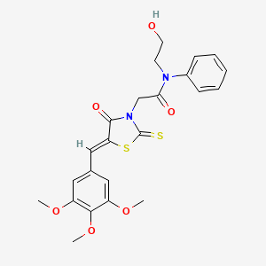 molecular formula C23H24N2O6S2 B7741210 N-(2-hydroxyethyl)-2-[(5Z)-4-oxo-2-sulfanylidene-5-[(3,4,5-trimethoxyphenyl)methylidene]-1,3-thiazolidin-3-yl]-N-phenylacetamide 