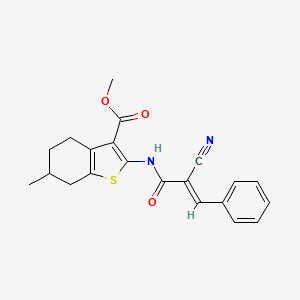 molecular formula C21H20N2O3S B7741366 METHYL 2-[(2E)-2-CYANO-3-PHENYLPROP-2-ENAMIDO]-6-METHYL-4,5,6,7-TETRAHYDRO-1-BENZOTHIOPHENE-3-CARBOXYLATE 