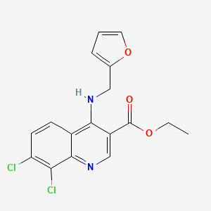 molecular formula C17H14Cl2N2O3 B7741437 ETHYL 7,8-DICHLORO-4-{[(FURAN-2-YL)METHYL]AMINO}QUINOLINE-3-CARBOXYLATE 