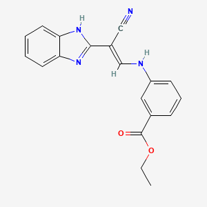 molecular formula C19H16N4O2 B7743355 ethyl 3-[[(E)-2-(1H-benzimidazol-2-yl)-2-cyanoethenyl]amino]benzoate 