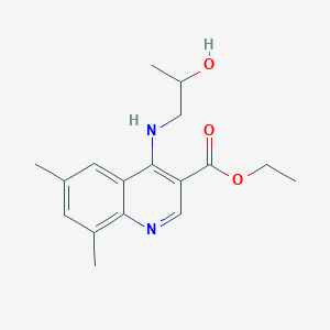 molecular formula C17H22N2O3 B7743856 ETHYL 4-[(2-HYDROXYPROPYL)AMINO]-6,8-DIMETHYLQUINOLINE-3-CARBOXYLATE 