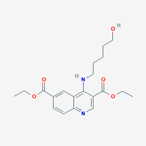 molecular formula C20H26N2O5 B7744122 Diethyl 4-(5-hydroxypentylamino)quinoline-3,6-dicarboxylate 