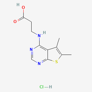 molecular formula C11H14ClN3O2S B7744265 N-(5,6-Dimethylthieno[2,3-d]pyrimidin-4-yl)-b-alanine hydrochloride 