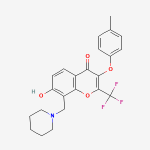 molecular formula C23H22F3NO4 B7744320 7-HYDROXY-3-(4-METHYLPHENOXY)-8-[(PIPERIDIN-1-YL)METHYL]-2-(TRIFLUOROMETHYL)-4H-CHROMEN-4-ONE 