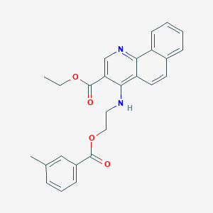 molecular formula C26H24N2O4 B7744601 ETHYL 4-{[2-(3-METHYLBENZOYLOXY)ETHYL]AMINO}BENZO[H]QUINOLINE-3-CARBOXYLATE 