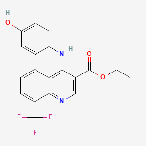 molecular formula C19H15F3N2O3 B7744981 Ethyl 4-[(4-hydroxyphenyl)amino]-8-(trifluoromethyl)quinoline-3-carboxylate 