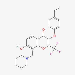 molecular formula C24H24F3NO4 B7745259 3-(4-ETHYLPHENOXY)-7-HYDROXY-8-[(PIPERIDIN-1-YL)METHYL]-2-(TRIFLUOROMETHYL)-4H-CHROMEN-4-ONE 