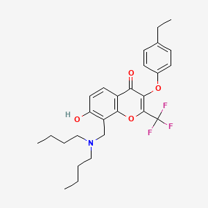 molecular formula C27H32F3NO4 B7745291 8-[(dibutylamino)methyl]-3-(4-ethylphenoxy)-7-hydroxy-2-(trifluoromethyl)-4H-chromen-4-one 