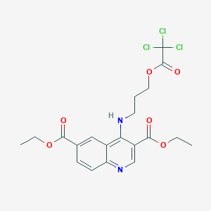 molecular formula C20H21Cl3N2O6 B7745657 diethyl 4-((3-(2,2,2-trichloroacetoxy)propyl)amino)quinoline-3,6-dicarboxylate 