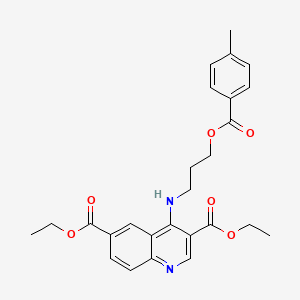 molecular formula C26H28N2O6 B7745663 Diethyl 4-[3-(4-methylbenzoyl)oxypropylamino]quinoline-3,6-dicarboxylate 
