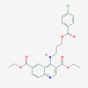 molecular formula C25H25ClN2O6 B7745665 Diethyl 4-[3-(4-chlorobenzoyl)oxypropylamino]quinoline-3,6-dicarboxylate 