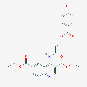 molecular formula C25H25FN2O6 B7745671 Diethyl 4-[3-(4-fluorobenzoyl)oxypropylamino]quinoline-3,6-dicarboxylate 