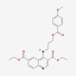 molecular formula C26H28N2O7 B7745676 Diethyl 4-[3-(4-methoxybenzoyl)oxypropylamino]quinoline-3,6-dicarboxylate 