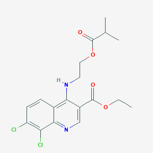 molecular formula C18H20Cl2N2O4 B7745697 ethyl 7,8-dichloro-4-({2-[(2-methylpropanoyl)oxy]ethyl}amino)quinoline-3-carboxylate 