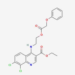 molecular formula C22H20Cl2N2O5 B7745704 ETHYL 7,8-DICHLORO-4-({2-[(2-PHENOXYACETYL)OXY]ETHYL}AMINO)QUINOLINE-3-CARBOXYLATE 