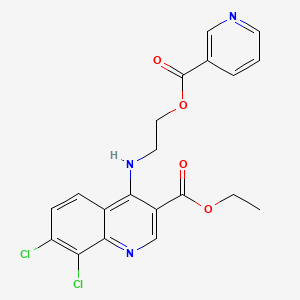 molecular formula C20H17Cl2N3O4 B7745707 ETHYL 7,8-DICHLORO-4-{[2-(PYRIDINE-3-CARBONYLOXY)ETHYL]AMINO}QUINOLINE-3-CARBOXYLATE 