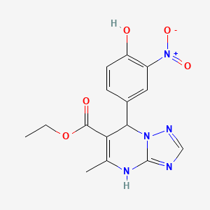 molecular formula C15H15N5O5 B7745794 ETHYL 7-(4-HYDROXY-3-NITROPHENYL)-5-METHYL-4H,7H-[1,2,4]TRIAZOLO[1,5-A]PYRIMIDINE-6-CARBOXYLATE 