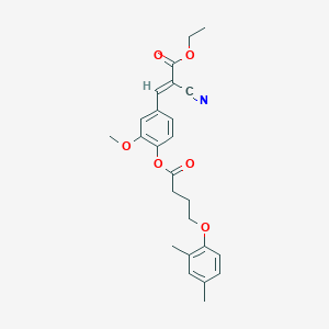 molecular formula C25H27NO6 B7745965 ethyl (E)-2-cyano-3-[4-[4-(2,4-dimethylphenoxy)butanoyloxy]-3-methoxyphenyl]prop-2-enoate 