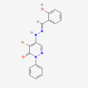 molecular formula C17H13BrN4O2 B7746044 4-bromo-5-[(2E)-2-[(2-hydroxyphenyl)methylidene]hydrazinyl]-2-phenylpyridazin-3-one 