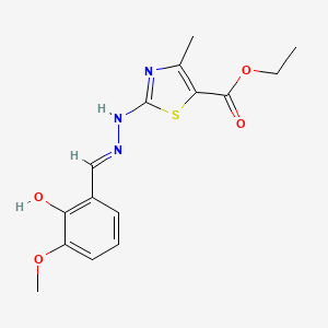 molecular formula C15H17N3O4S B7746057 ethyl 2-[(2E)-2-[(2-hydroxy-3-methoxyphenyl)methylidene]hydrazinyl]-4-methyl-1,3-thiazole-5-carboxylate 