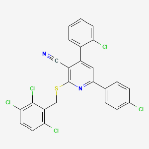 molecular formula C25H13Cl5N2S B7746085 4-(2-Chlorophenyl)-6-(4-chlorophenyl)-2-[(2,3,6-trichlorophenyl)methylsulfanyl]pyridine-3-carbonitrile 