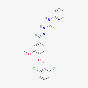 molecular formula C22H19Cl2N3O2S B7746331 1-[(E)-[4-[(2,6-dichlorophenyl)methoxy]-3-methoxyphenyl]methylideneamino]-3-phenylthiourea 