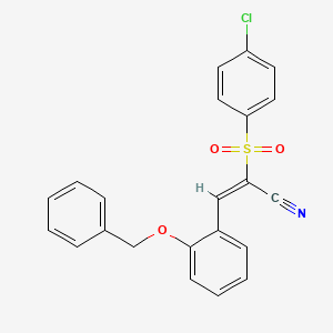 molecular formula C22H16ClNO3S B7746702 (E)-2-(4-chlorophenyl)sulfonyl-3-(2-phenylmethoxyphenyl)prop-2-enenitrile 