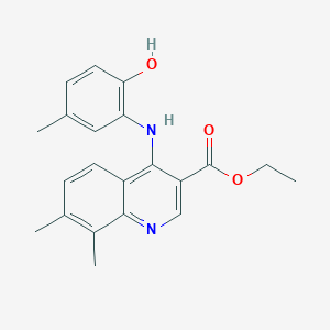 molecular formula C21H22N2O3 B7746765 Ethyl 4-(2-hydroxy-5-methylanilino)-7,8-dimethylquinoline-3-carboxylate 