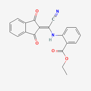 molecular formula C20H14N2O4 B7747354 ethyl 2-[[cyano-(1,3-dioxoinden-2-ylidene)methyl]amino]benzoate 