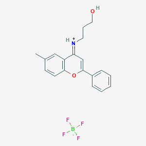 molecular formula C19H20BF4NO2 B7747645 (E)-3-hydroxypropyl-(6-methyl-2-phenylchromen-4-ylidene)azanium;tetrafluoroborate 