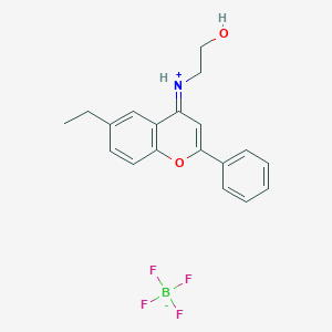 molecular formula C19H20BF4NO2 B7747656 (E)-(6-ethyl-2-phenylchromen-4-ylidene)-(2-hydroxyethyl)azanium;tetrafluoroborate 