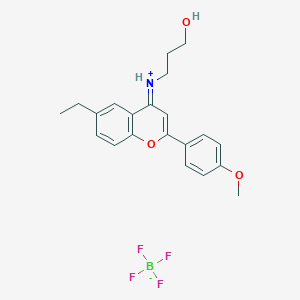 molecular formula C21H24BF4NO3 B7747669 (E)-[6-ethyl-2-(4-methoxyphenyl)chromen-4-ylidene]-(3-hydroxypropyl)azanium;tetrafluoroborate 