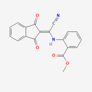 molecular formula C19H12N2O4 B7747763 methyl 2-[[cyano-(1,3-dioxoinden-2-ylidene)methyl]amino]benzoate 