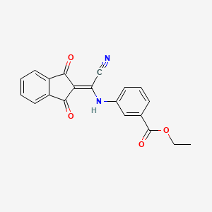 molecular formula C20H14N2O4 B7747779 ethyl 3-[[cyano-(1,3-dioxoinden-2-ylidene)methyl]amino]benzoate 