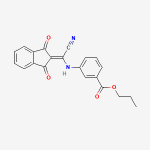 molecular formula C21H16N2O4 B7747838 propyl 3-[[cyano-(1,3-dioxoinden-2-ylidene)methyl]amino]benzoate 