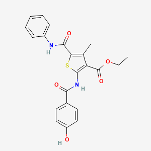 molecular formula C22H20N2O5S B7750445 Ethyl 2-[(4-hydroxybenzoyl)amino]-4-methyl-5-(phenylcarbamoyl)thiophene-3-carboxylate 