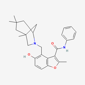 molecular formula C27H32N2O3 B7751443 5-HYDROXY-2-METHYL-N-PHENYL-4-({1,3,3-TRIMETHYL-6-AZABICYCLO[3.2.1]OCTAN-6-YL}METHYL)-1-BENZOFURAN-3-CARBOXAMIDE 