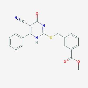 molecular formula C20H15N3O3S B7751740 methyl 3-[(5-cyano-4-oxo-6-phenyl-1H-pyrimidin-2-yl)sulfanylmethyl]benzoate 