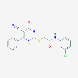 molecular formula C19H13ClN4O2S B7751795 N-(3-chlorophenyl)-2-[(5-cyano-4-oxo-6-phenyl-1H-pyrimidin-2-yl)sulfanyl]acetamide 
