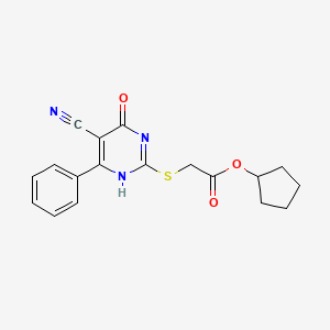molecular formula C18H17N3O3S B7751800 cyclopentyl 2-[(5-cyano-4-oxo-6-phenyl-1H-pyrimidin-2-yl)sulfanyl]acetate 
